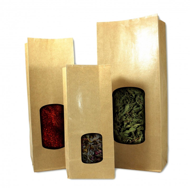 sachet papier herboristerie à fenetre 103+57x290mm (par 100)